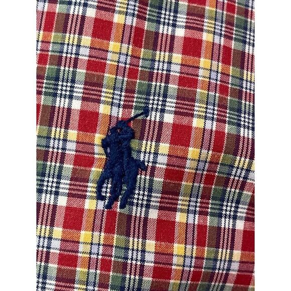 Ralph Lauren Men Custom Fit Red Stripe Plaid Button Down Long Sleeve Shirt Size - Picture 4 of 9